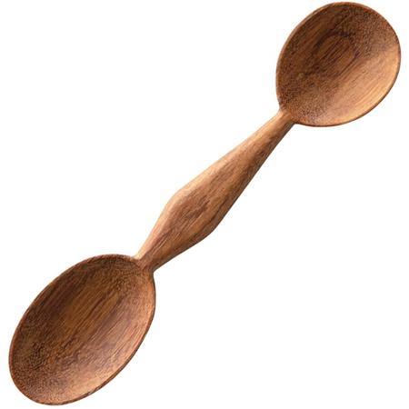 Double-Ended Carved Wood Spoon