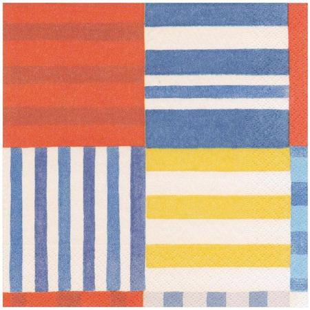 Paper Lunch Napkins Striped Patchwork