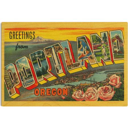 Wood Postcard Greetings From Portland