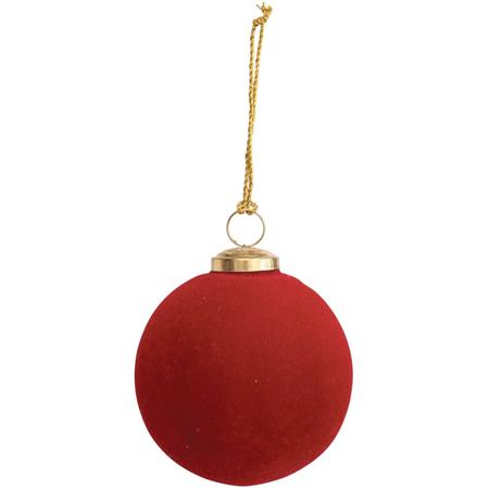Flocked Red Ball Ornament 4