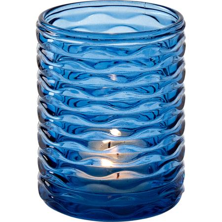 Ripple Glass Votive Candle Holder Blue