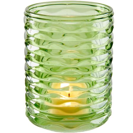 Ripple Glass Votive Candle Holder Green