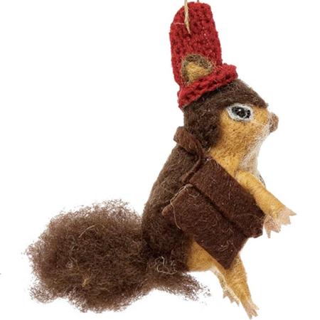 Red-Hatted Squirrel w/Bag Ornament