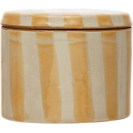 Striped Stoneware Canister Yellow