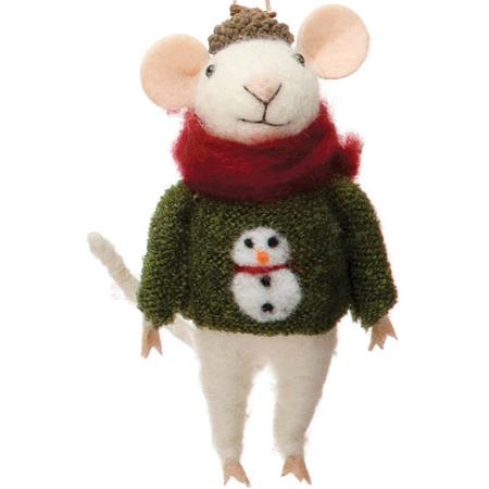 Mouse w/Snowman Sweater Ornament