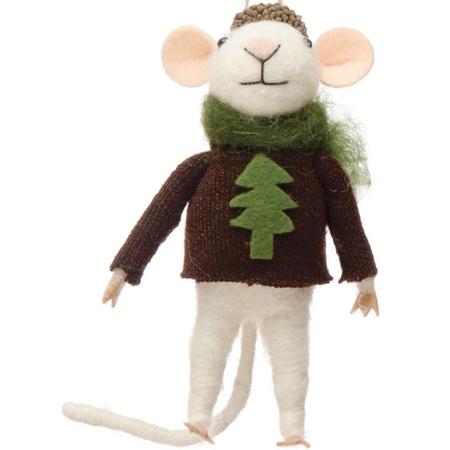 Mouse w/Tree Sweater Ornament