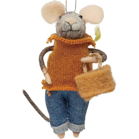 Gardening Mouse w/Basket Ornament