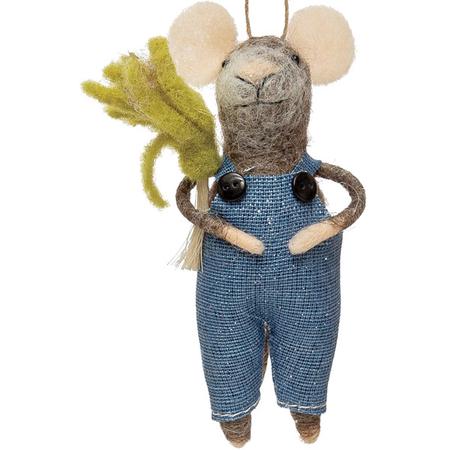 Gardening Mouse w/Broom Ornament