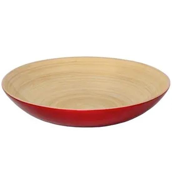  Bamboo Shallow Serving Bowl Red