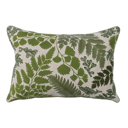 Embroidered Botanical Lumbar Pillow