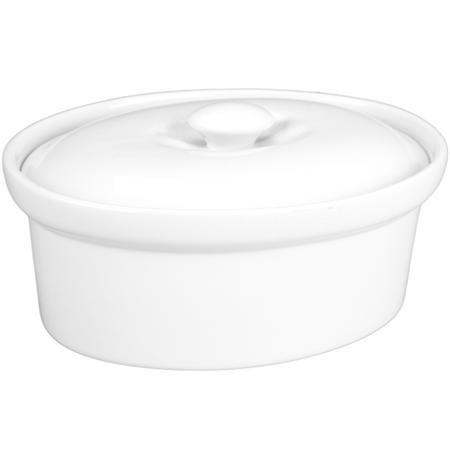White Porcelain Oval Covered Casserole