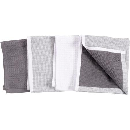 Linden Reversible Dishcloths Set/4 Grey