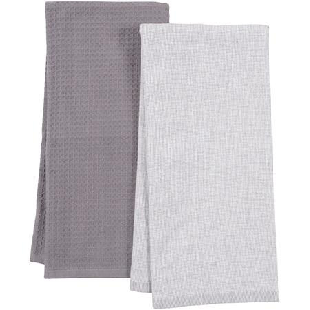 Linden Reversible Kitchen Towels Set/2 Grey