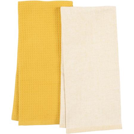 Linden Reversible Kitchen Towels Set/2 Ochre