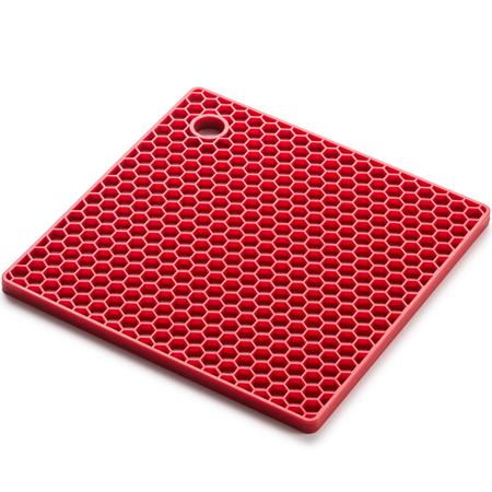 Honeycomb Silicone Trivet Red