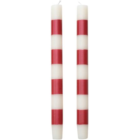 Red & White Taper Candles Set/2
