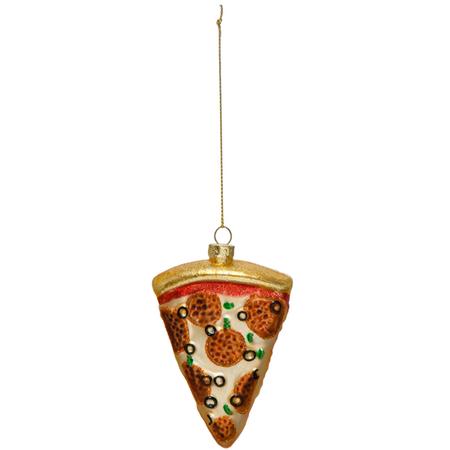 Hand-Painted Glass Pizza Slice Ornament 4.75