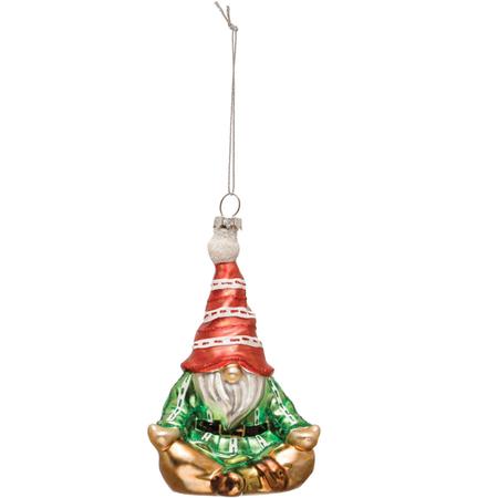 Yoga Gnome Glass Ornament