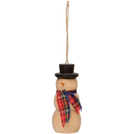 Hand-Painted Pine Snowman Ornament 4