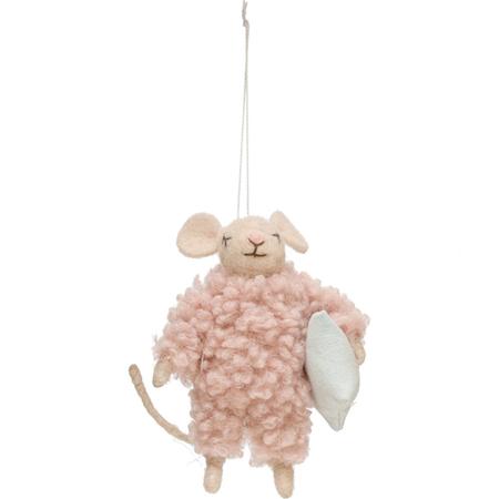 Wool Felt Mouse w/Pillow Ornament 4