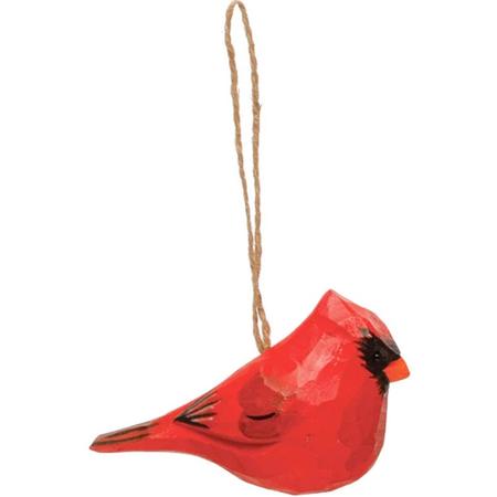 Wood Bird Ornament Red
