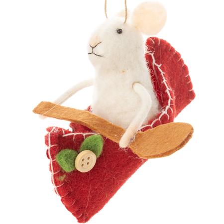 Felt Mouse In Canoe Ornament 5