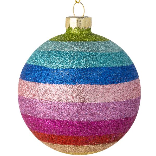  Glass Glittered Ball Ornament 3 