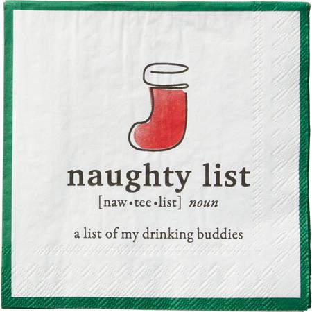 Paper Beverage Napkins Naughty List