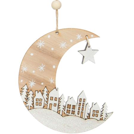 Wood Crescent Moon Ornament