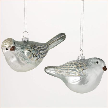 Glittered Glass Bird Ornaments
