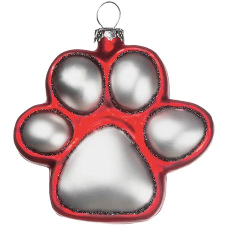 Glass Dog Paw Ornament 3.25